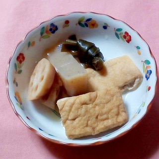 ほっとする味～蓮根と厚揚げ蒟蒻入り煮物